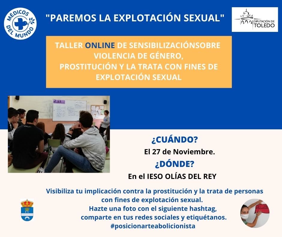ieso_1's tweet photo. Gracias a la Diputación de Toledo y a Médicos del Mundo Castilla La Mancha hoy hemos recibido un taller de sensibilización en 3ºESO sobre violencia de género Ñ, prostitución y trata con fines de explotación sexual.
#posicionarteabolicionista 
#medicosdelmundo #25Noviembre https://t.co/sKFsd4JTeH