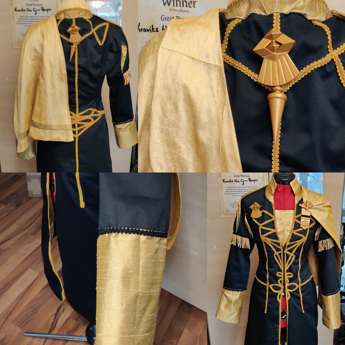 stormscosplays's tweet photo. A full view of my finished Claude cosplay &amp; some detail shots! ❤️ 

Coat pattern from @indigojinjo 
3D models from @porzellanpng

#fireemblemthreehouses #claudevonriegan #cosplay https://t.co/tqCNZWF9EZ