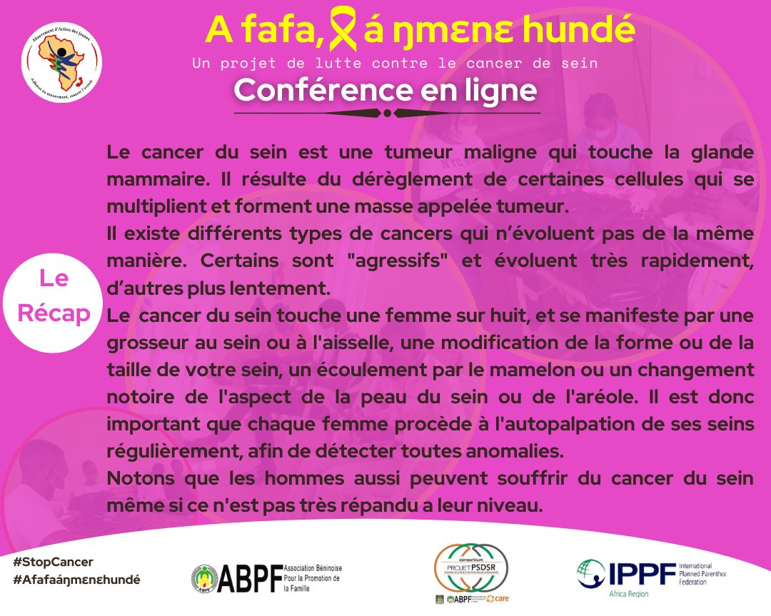 A présent nous vous proposons un petit récapitulatif de l'essentiel à savoir au sujet du cancer du sein. 
web.facebook.com/MAJParakou/pos…