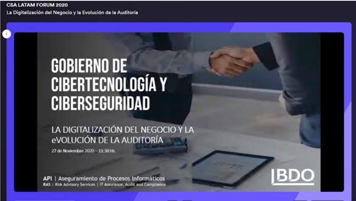 CSA_AR's tweet photo. 🚩 Ahora, de la mano de Fabian Descalzo @fabiandescalzo, "La Digitalización del Negocio y la Evolución de la Auditoría". @bdoargentina 

📍Link de ingreso 👉 https://t.co/K7TRDkekam

#csalatam #cloudsecurity https://t.co/8Pbbc8jtdc