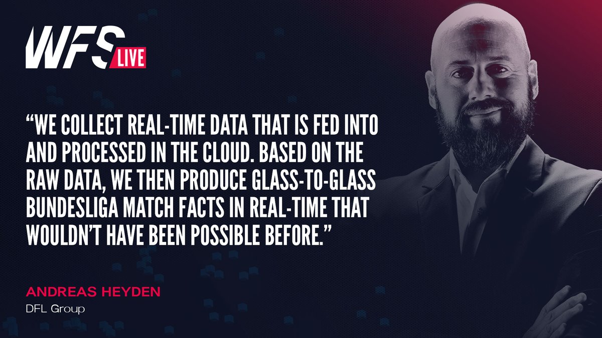 WFSummit's tweet photo. 🗣️ "We collect real-time data that is fed into and processed in the cloud. Based on the raw data, we then produce glass-to-glass Bundesliga match facts in real-time that wouldn’t have been possible before."
- Andreas Heyden (@DFL_Official)
#WFSLive #WFSIA https://t.co/Zw176Uen6V
