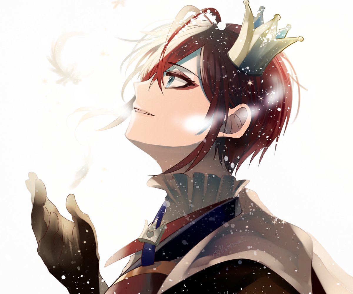 1boy red hair male focus crown solo gloves feathers  illustration images