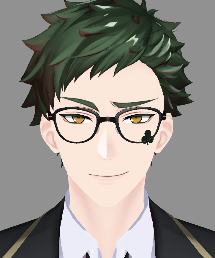 1boy male focus glasses green hair solo shirt looking at viewer  illustration images