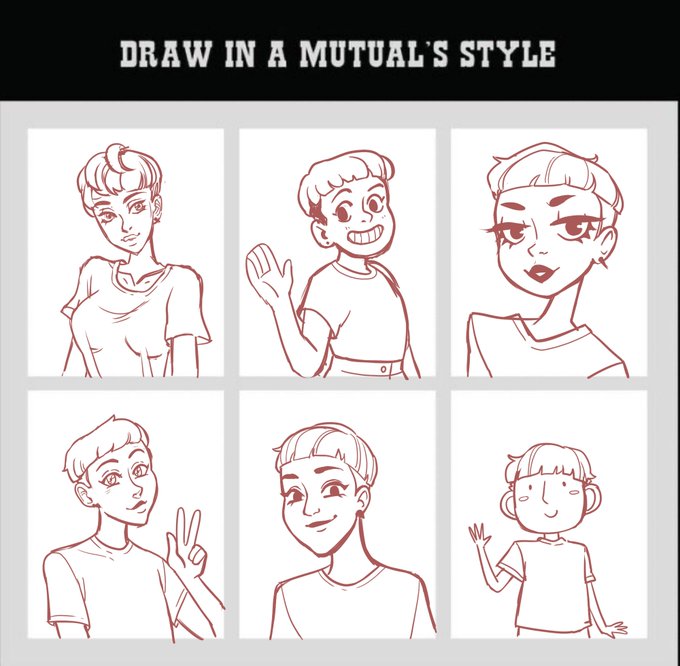 I got the sketches finished!! hopefully I can find time to colour, to really bring my friends' amazing styles to life ? @Helixel @katiesaurusrex @Sudibeardraws @doodlefrog @MorganShandro @lollibeepop 