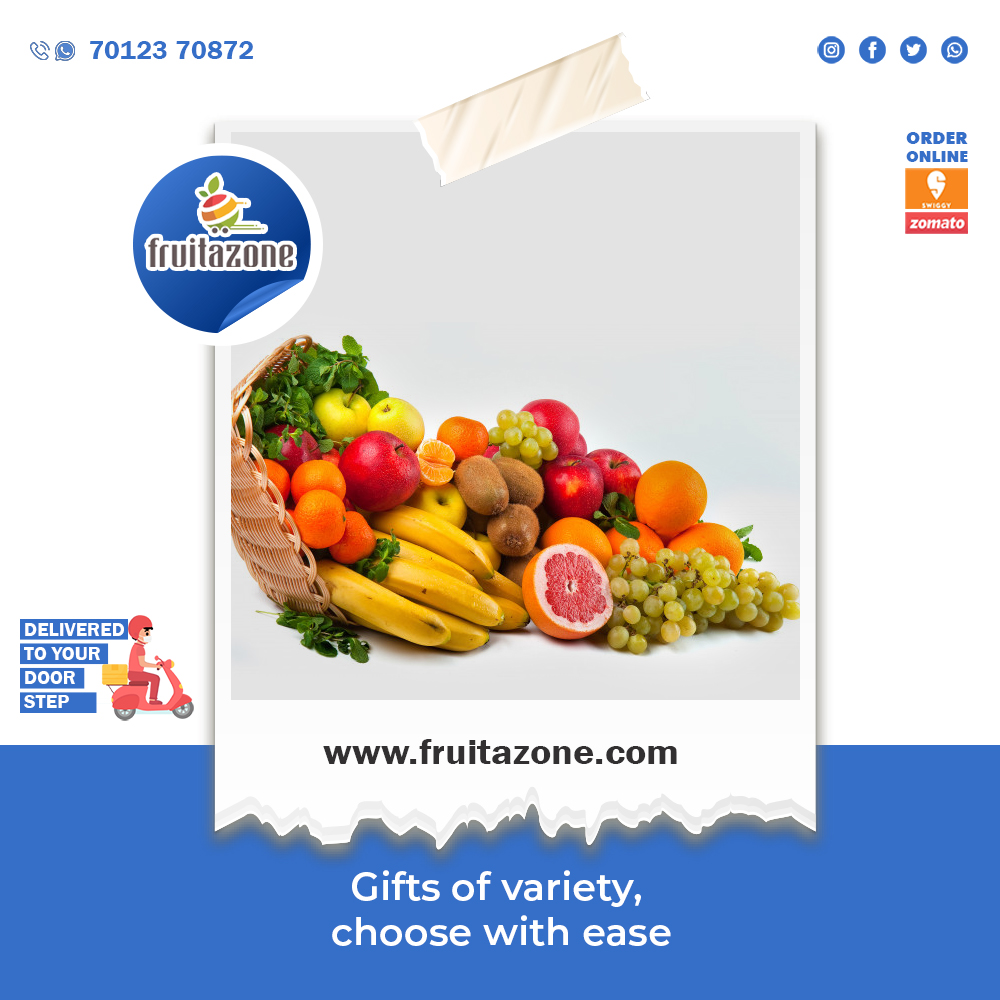 BoxGifting's tweet image. Think Different and choose gift differently for your loved ones!!
 We deliver a variety  of #dryfruits #fruits and #veggies for #gifting. 
Contact Us : 7012370872  fruitazone.com

#fruitazone #fruits #gifting #giftingideas #perfectgifting #onlineshopping #fruitgiftbox