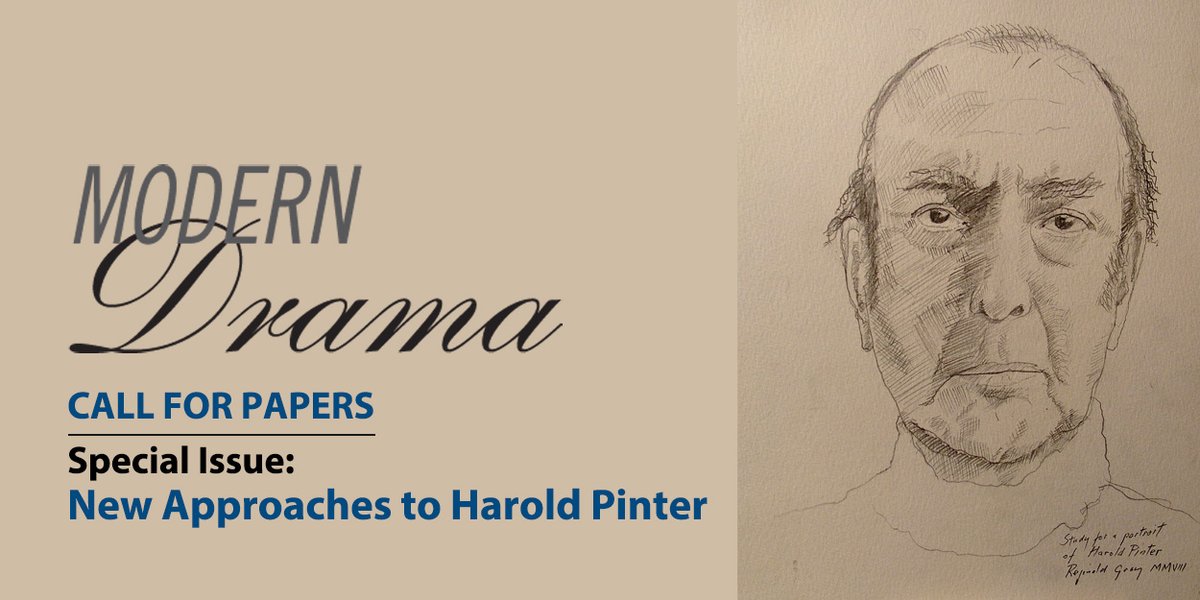 #ModernDrama is accepting submissions for a special issue on new approaches to Harold Pinter’s plays.
Visit bit.ly/PinterCFP for all the details!

#CallForPapers #HaroldPinter #Pinter #Playwright
<a href="/britishlibrary/">British Library</a> <a href="/NUEnglishDept/">Northwestern English</a> <a href="/UoYEnglish/">York Dept of English</a>