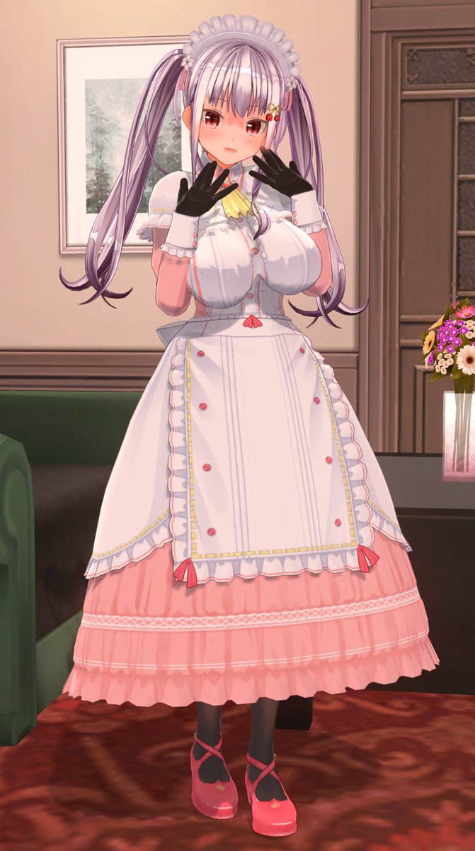 露出控えたのでメイド服😳 