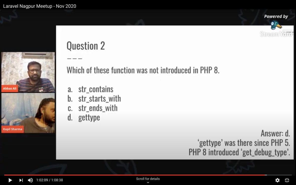 LaravelNagpur's tweet image. It was a full-house today with the most number of attendees since we started the online meetup.

Thanks @kapilsharmainfo for letting us know what’s new in PHP 8 and how to make the most of it.

Congrats to all the winners of PHPStorm licenses!

#LaravelNagpur @laravelphp #php