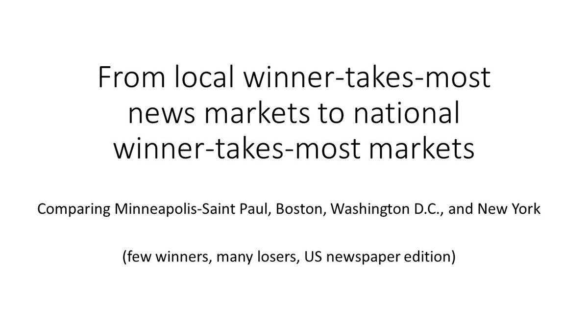 Want an illustration of how differently move to digital is playing out for metro newspapers vs few leading national titles in the US?Consider Minneapolis–Saint Paul, Boston, Washington DC, & New York in 2000 vs 2020 to see just how dramatically differently it is playing out 1/4