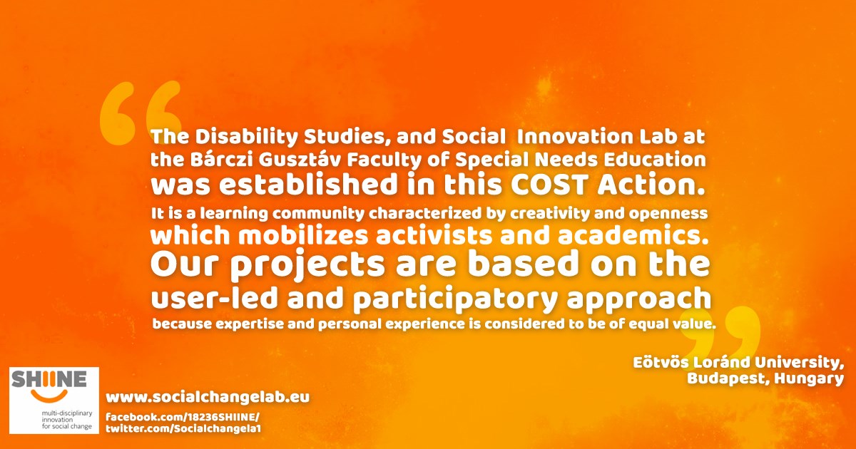 The Disability Studies and Social  Innovation Lab at Bárczi Gusztáv Faculty of Special Needs Education was established in SHIINE COST Action. #Socialinnovation #SHIINE #Labs