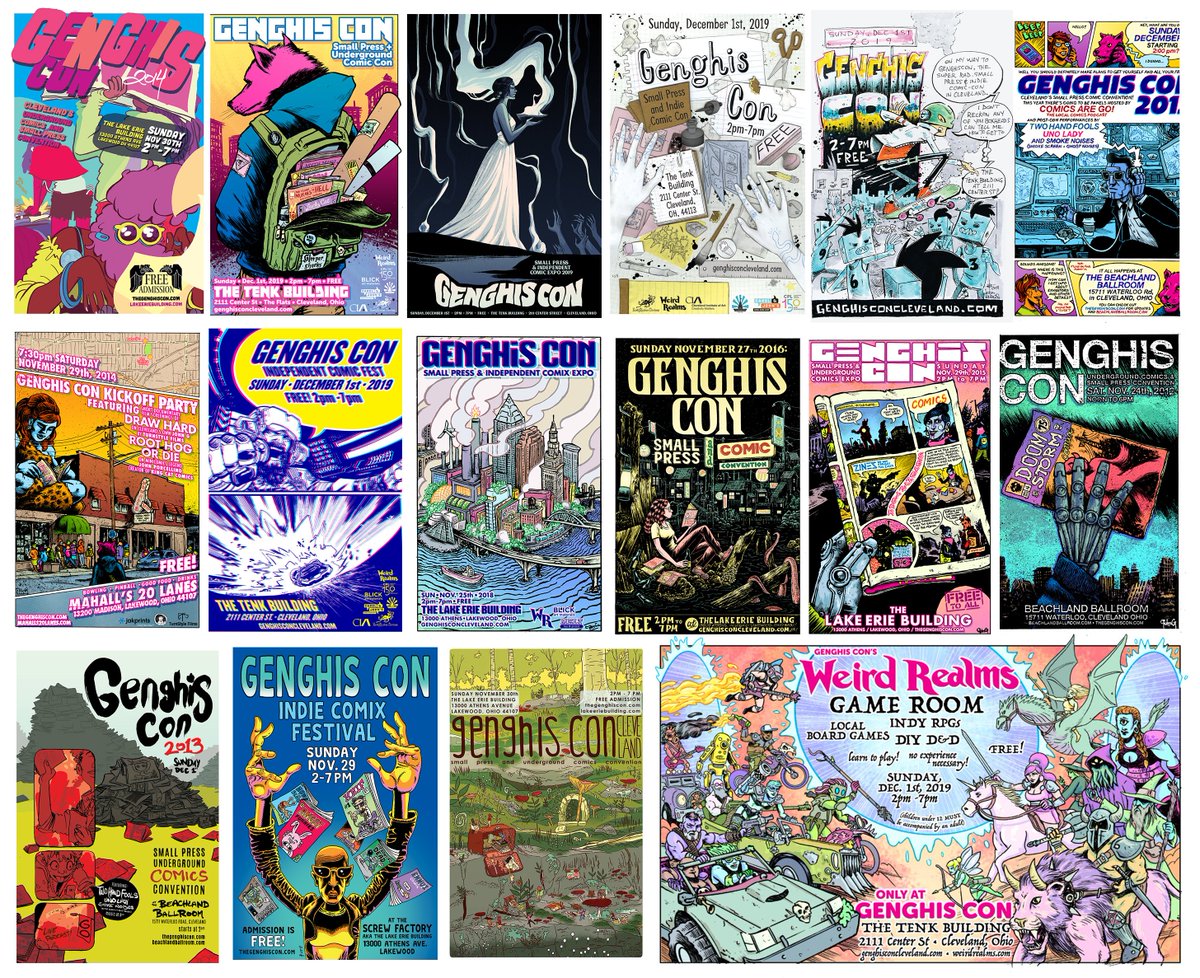 GenghisConCle's tweet photo. Why not check out our gumroad store for other unique Genghis Con goodies while you wait for the anthology to drop? We have a nice backlog of Genghis con posters from past shows as well as tote bags and aprons. All proceeds go towards future shows!
https://t.co/HmDcg8DJ3x https://t.co/lfzM2T4IM3