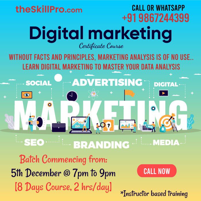 theSkillProcom's tweet photo. Register Now- https://t.co/0z5XAL1xKG

Visit- https://t.co/FldhfFPugA

Batch commencing from 5th December 20 from 7pm to 9pm; 8 days course. 

To know more call or WhatsApp at +91 9867244399

#digitalmarketing #marketing #seo #smm #cro #theskillpro https://t.co/IjrksuXzbJ