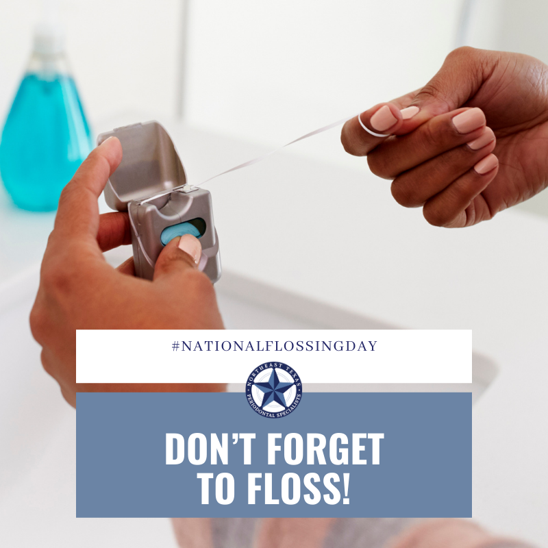 NETexasPerio's tweet image. It’s National Flossing Day! Make sure there are no leftovers from that delicious meal yesterday wreaking havoc in between your teeth! Taking care of our teeth and gums is an important health practice that helps us enjoy many Thanksgiving dinners to come.  ow.ly/A2m830rg9WT