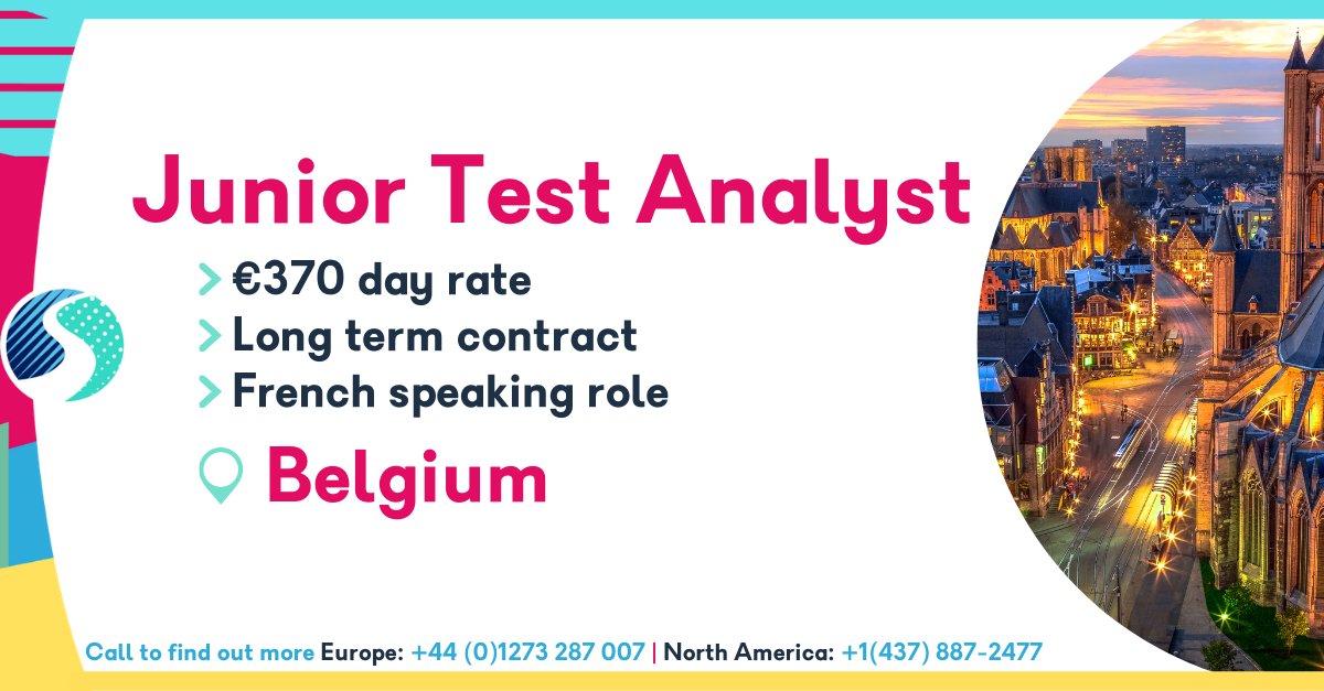#TestAnalyst looking for a new contract for 2021? If so, we could have the perfect role for you in #Belgium! Click the link for info...

#TechJobs #TechRecruiter #OracleRecruiter #CloudJobs #Azure #AzureJobs #BelgiumJobs skillsearch.com/vacancy/junior…