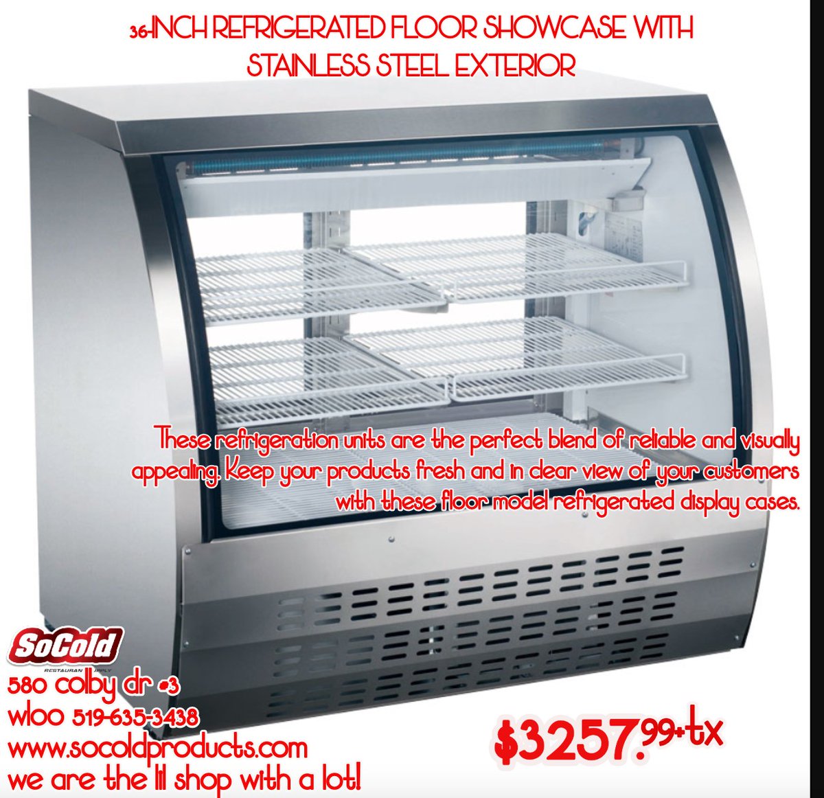 SoColdProducts's tweet photo. 36-INCH REFRIGERATED FLOOR SHOWCASE WITH STAINLESS STEEL EXTERIOR
These refrigeration units are the perfect blend of reliable and visually appealing. Keep your products fresh and in clear view of your customers with these floor model refrigerated display cases. https://t.co/wiZBIkH9SQ