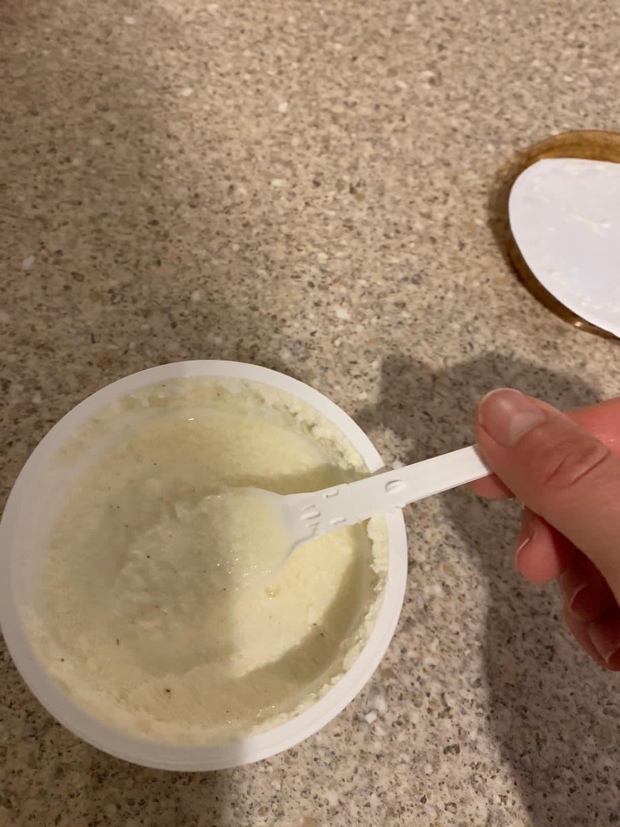wruggles1981's tweet photo. Three pots of this yogurt, with a use by date of the 13th December and none edible. Needs to be binned but what do we do @AldiUK@as I don’t expect this! https://t.co/SfCvObgGnK