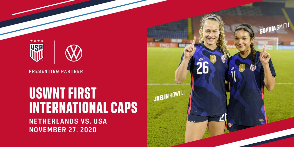 USWNT's tweet photo. Just a couple of first cappers 🇺🇸 

Congrats to @sophsssmith and @jaehowell18 on making their #USWNT debuts tonight! The first players born AFTER the 1999 @FIFAWWC to appear for the 🇺🇸🏆 https://t.co/I2L7kAkKI1