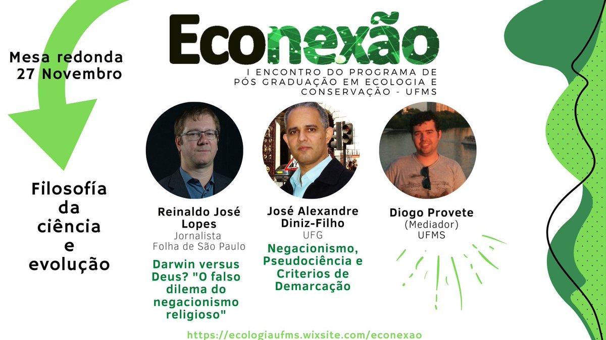 MRSevergnini's tweet photo. Mesa redonda sobre Ciência, Pseudociência, Negacionismo e o Falso dilema do negacionismo religioso ("Darwin vs Deus"), mediada pelo @DiogoProvete com os palestrantes @reinaldojlopes e @jose_dinizfilho Está incrível!!! #Econexão #ppgec #ufms https://t.co/yNqzFYys1I