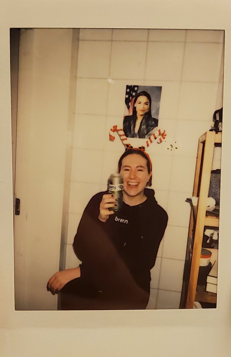 kjlstad's tweet photo. dear @AOC, pre-christmas drinks in norway and you are here to inspire us. always. https://t.co/i7BXM9rXOw