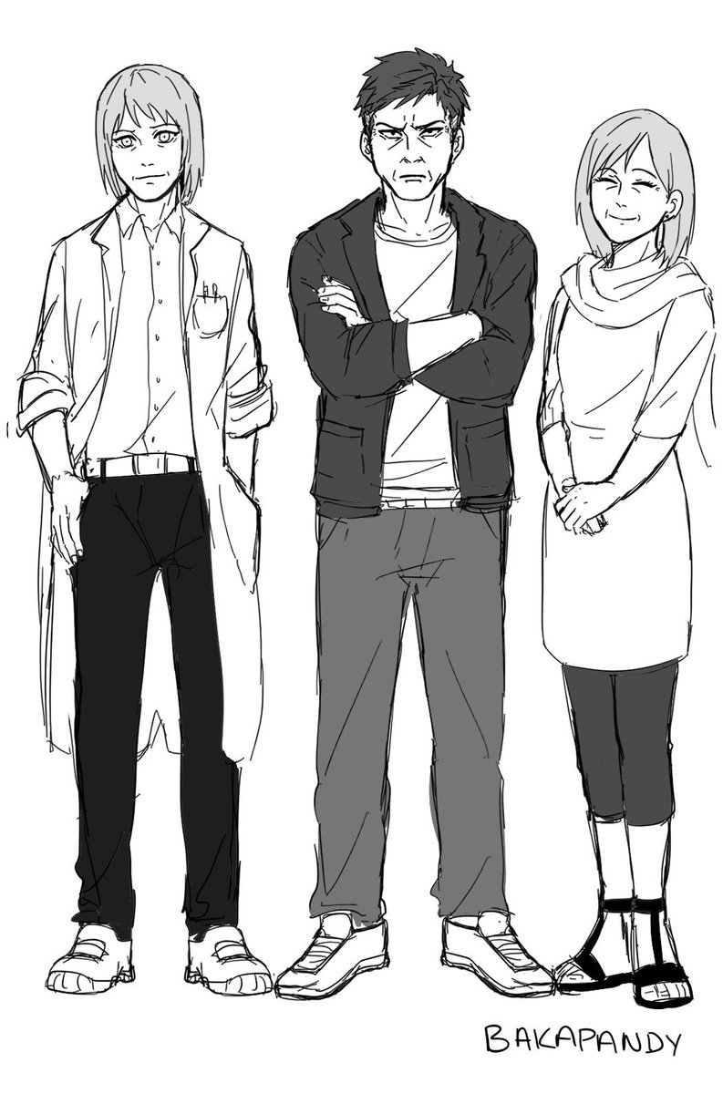 Did a lineup of the Sand/Nara family for Junior High AU...what a male dominated family lmao. Also I gave the Sand family the surname Sunano for this AU 