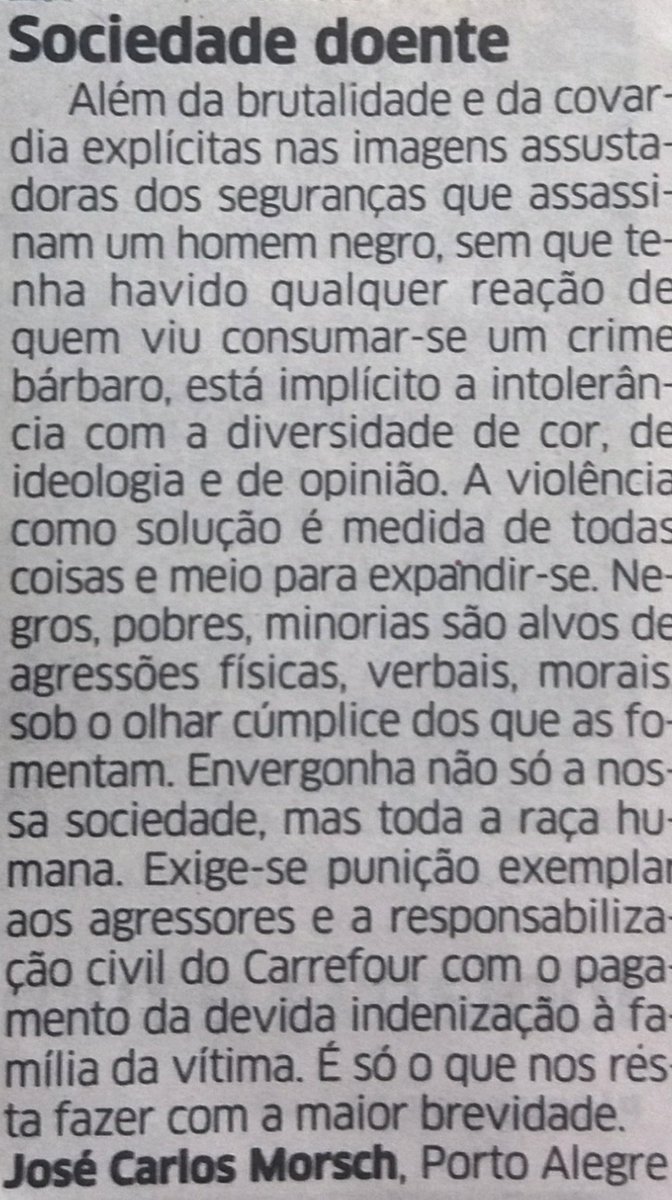 CORREIO DO POVO, Porto Alegre, hoje, pág. 2, Do leitor: https://t.co/5nK6RVkWe0