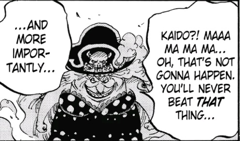 Following this, Big Mom refers to Kaido as a "thing" and then in Wano, Law points to the dragon and tells Luffy "That's Kaido" and I believe that's intentional on Oda's part. Once again, it was never revealed that he has a Mythical Zoan Dragon Devil Fruit. (13/21)