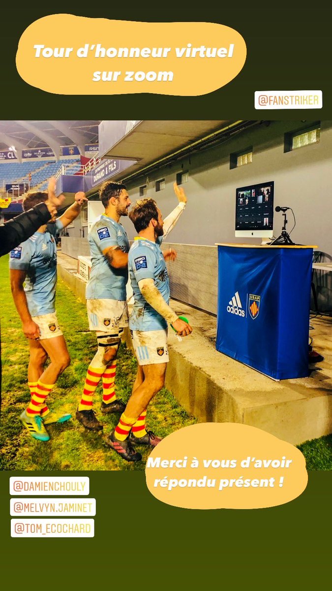 usap_officiel's tweet photo. Tour d’honneur virtuel sur zoom 😁

Merci à toutes les personnes présentes et à leurs soutiens pour nos joueurs ! 💪🏼

Rendez-vous pour le match d’Angoulême en visio zoom pour saluer les joueurs ! https://t.co/BQICEGBZ1R