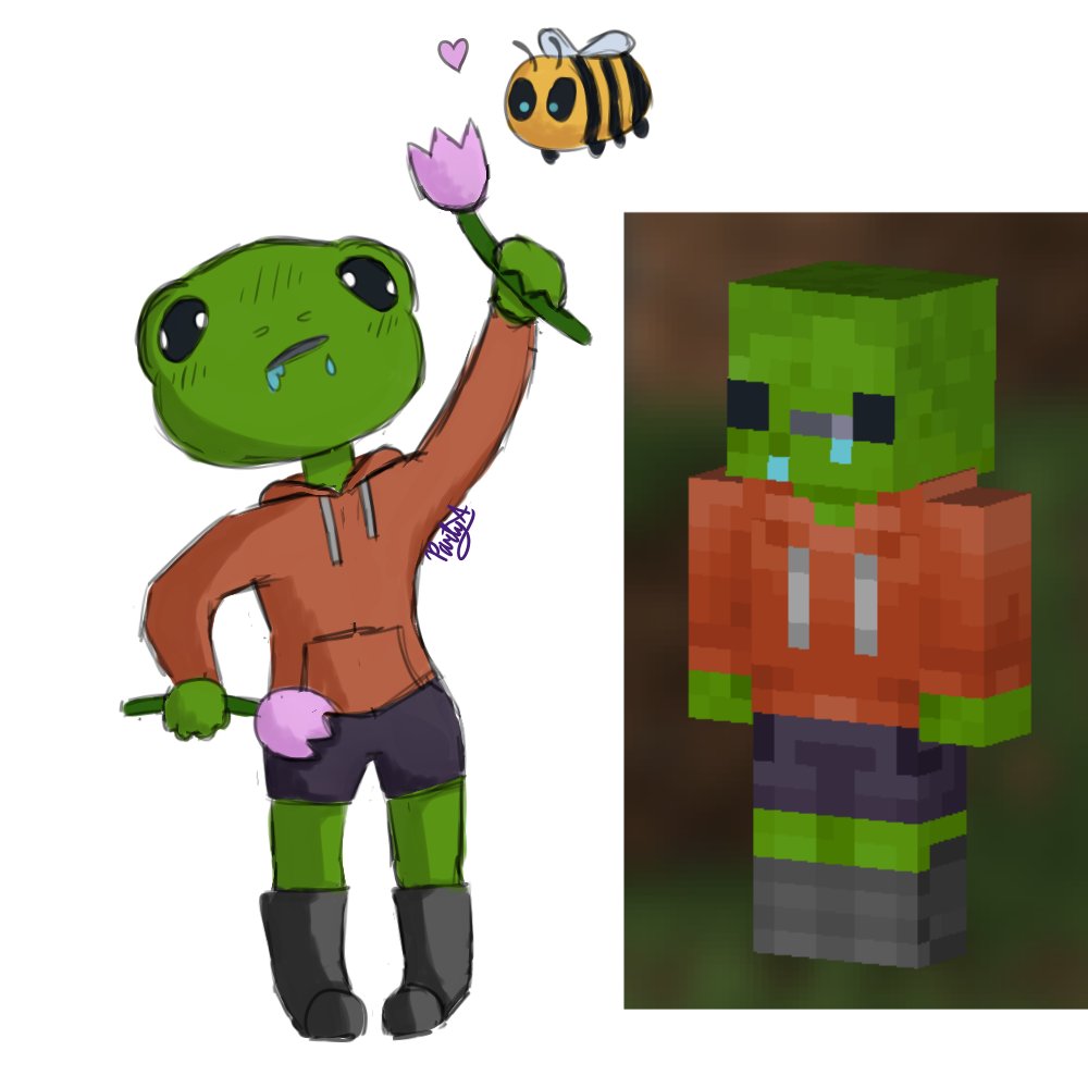i decided to draw my java minecraft char, a smol frog