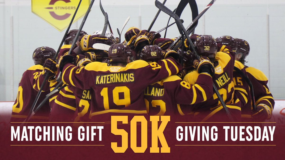 The_Stingers's tweet photo. Head coach Marc-André Elément is excited to announce an anonymous benefactor has offered to match #GivingTuesday donations to the Stingers men's hockey team up to $50K. Be sure to give and double your donation.
➡️https://t.co/NnHAQ6TCV5
#CUstingers #CUhockey #USPORTS https://t.co/ymA81fhjqA
