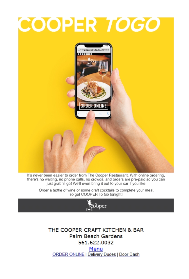 TheCooperFL's tweet photo. Order To Go Online Today! https://t.co/E1XRsaAVZl https://t.co/aXUbeRVqUM