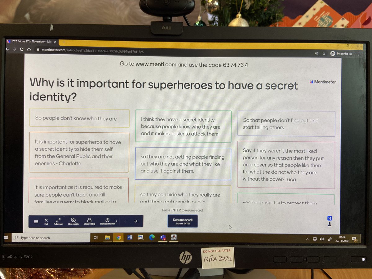 QAHS_English's tweet photo. Mrs Wood’s is super impressed with her S2 class who are self isolating but almost everyone linking in for the meeting on Teams. Lots of fab answers and engagement! Well done 2C2 🌟 @qahsinfo #QuAlity https://t.co/5kQ0kiSJiK