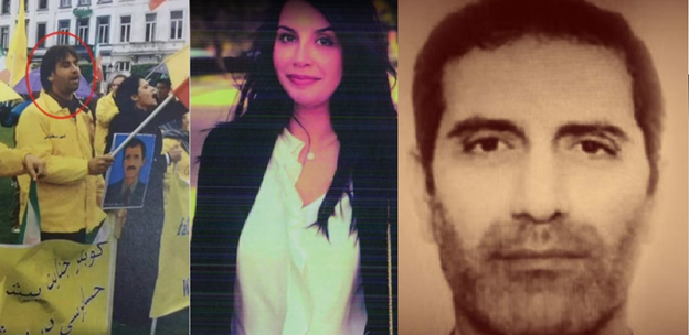 6)Assadi (R) delivered the TATP bomb to a couple, Amir Saadouni (L) & Nasimeh Naami, who were waiting for him at a pizza parlor in Luxembourg. The couple also received a packet of cash.(Credit:  @KambizGhafouri) #IWasATarget #ShutDownIranTerrorEmbassies