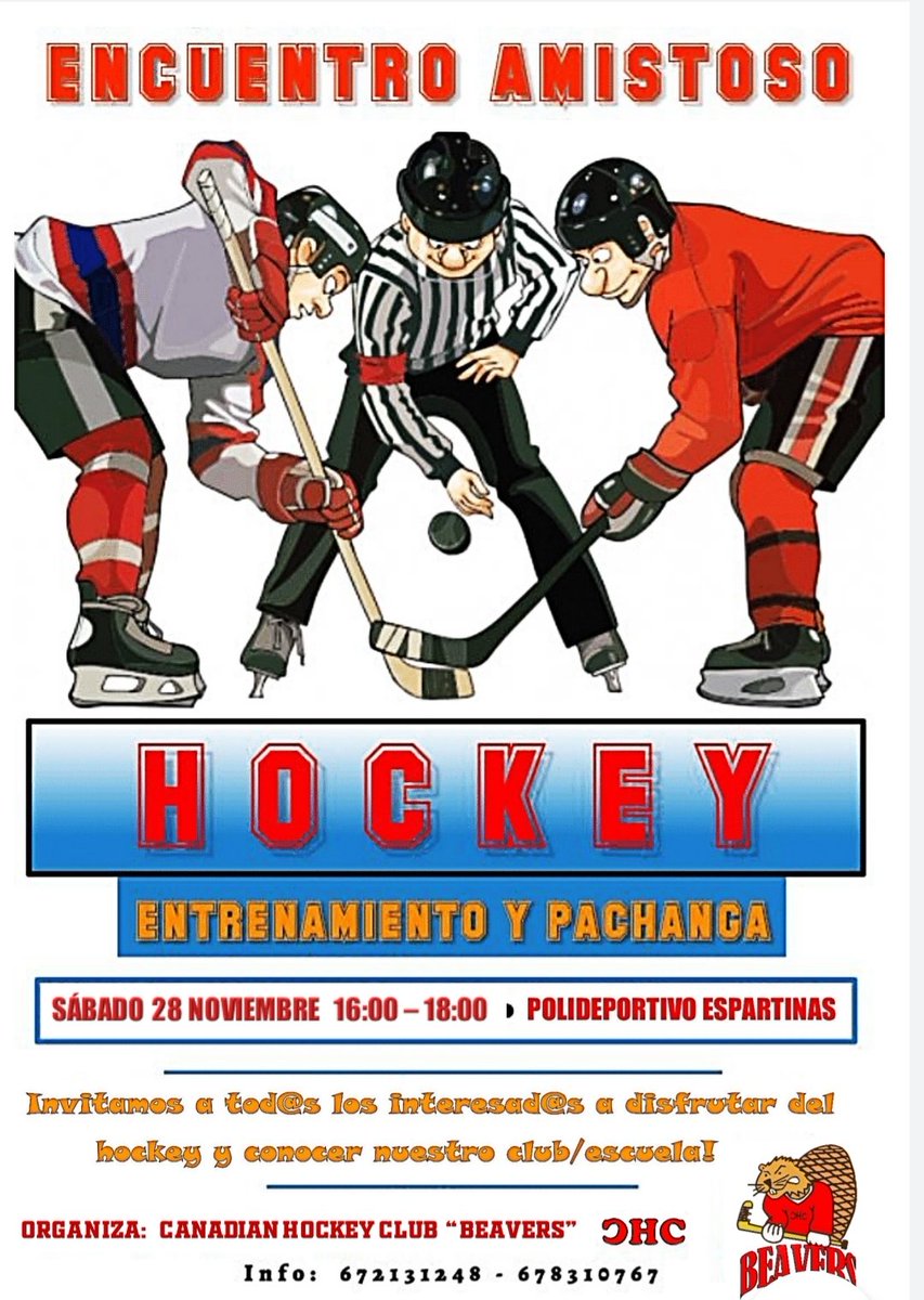 🏒 Conoce la Escuela de Hockey sobre patines y disfruta de este deporte. Encuentro amistoso:

📍 Polideportivo Municipal
📆 Sábado 28 de noviembre
⏰ 16.00-18.00 horas.
Entrada gratuita.