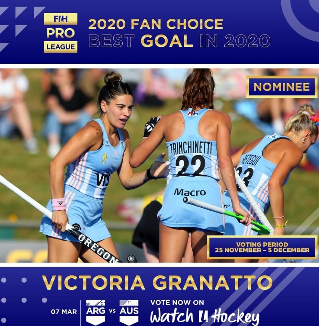 La Federación Internacional de Hockey publicó las primeras nominaciones del año, entre ellas los goles de <a href="/carlitarebecchi/">Carla Rebecchi</a> ante USA y <a href="/GranattoVicky/">Maria Victoria Granatto</a> contra AUS. Además, el clásico entre Argentina y Holanda , en el CeNARD 🤩💪
-
-
#LasLeonas #FIHockey #fieldhockey