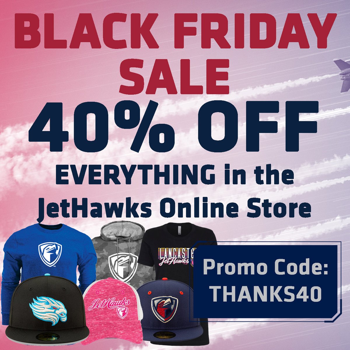 40% off EVERYTHING means:
- $45 El Viento Jerseys (normally $75)
- $17 Home Fitted Caps (normally $28)
- $13 Adjustable Caps (normally $22)
- $6 Baseball Card Sets (normally $10)

Make your own Black Friday deal with promo code: THANKS40 

jethawks.milbstore.com/discount/THANK…