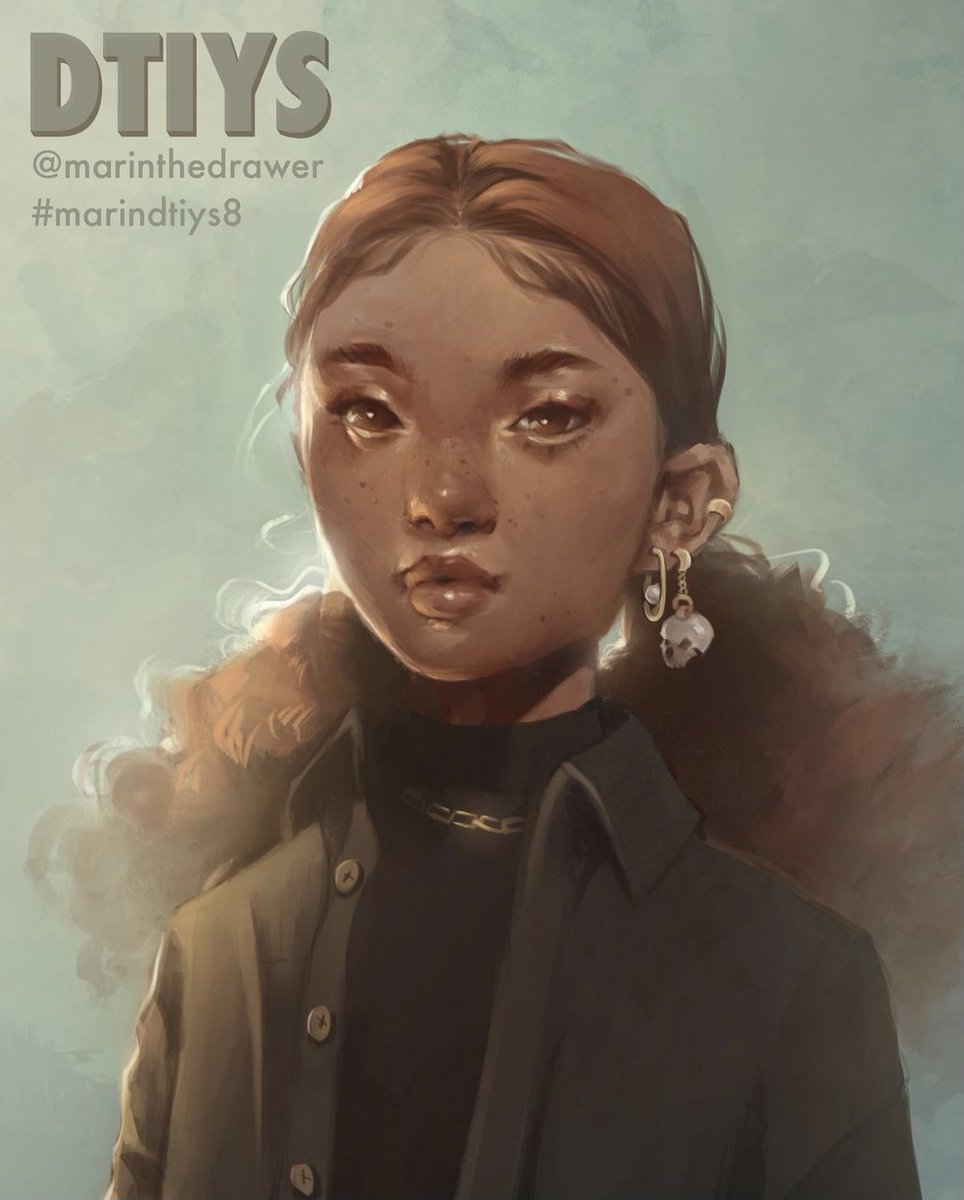AgostiIsabella's tweet photo. My version of @marinthedrawer’s #drawthisinyourstyle 🍂
I’m in desperate need of a break from backgrounds after my last drawing of Beth ahahah this DTIYS was perfect! Also loved the skull earring!

#marindtiys8 #dtiys #procreate https://t.co/vmzYBml0cr