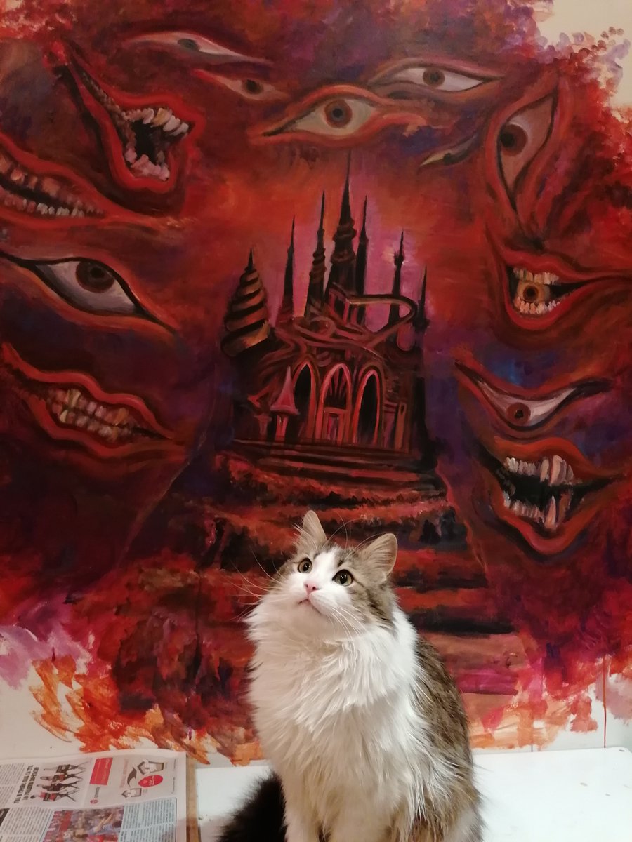 AntonConstanti's tweet photo. I painted "Dark Sanctuary" on my wall
It's inspired by a spell card Bakura uses from YuGiOh!  
@yugiohtas close but no cigar 
the eyeballs are just really good cosplayers https://t.co/Tqau3Sji0Y