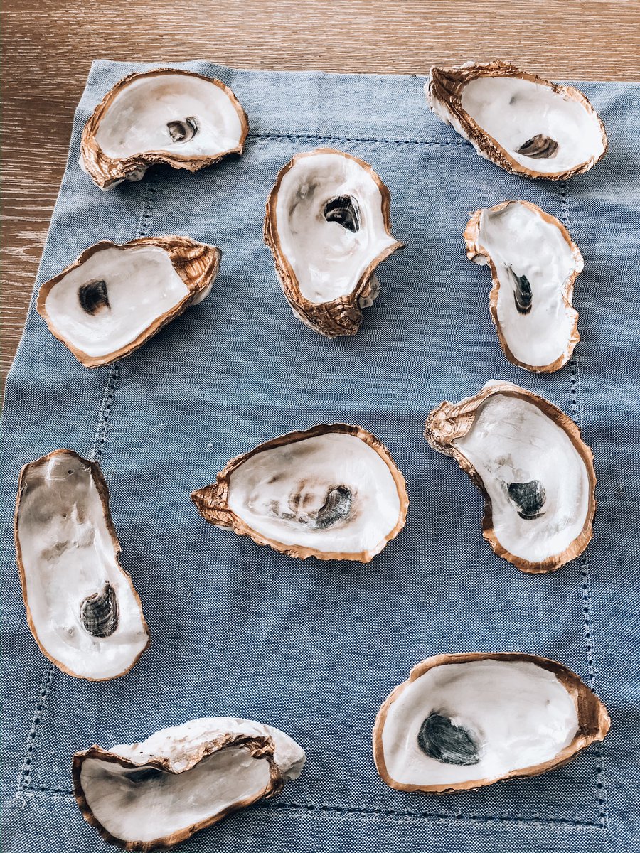 i paint gold trimmed oyster shell ring/trinket dishes  they come in baby, medium and large sizes and make a pretty accent piece or a sweet gift.  http://etsy.com/shop/gildedbye&nbsp;… + IG: @gildedbyemily