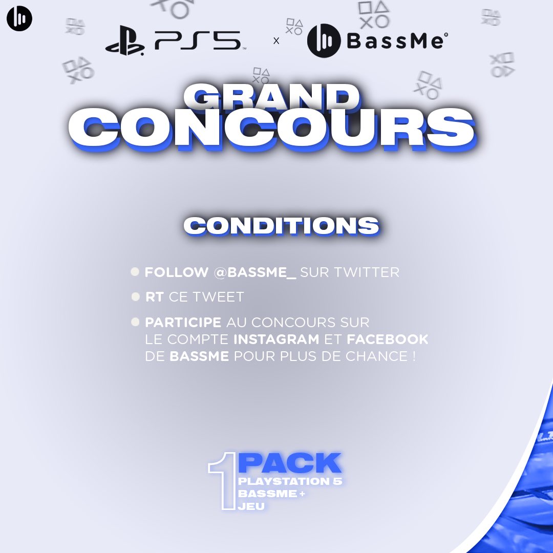 bassme_'s tweet photo. 🔥 JEU CONCOURS PS5 x BASSME 🔥
 
Les conditions :
✅| Follow @bassme_ sur Twitter
💯| RT ce tweet
⚡️| Participez au concours sur le compte Instagram et Facebook de BassMe pour plus de chance !
🗓 Résultat du tirage au sort le 16/12/20 !
 
#PS5 #PlayStation5 #PS5BassMe https://t.co/wLXg1LcRE9