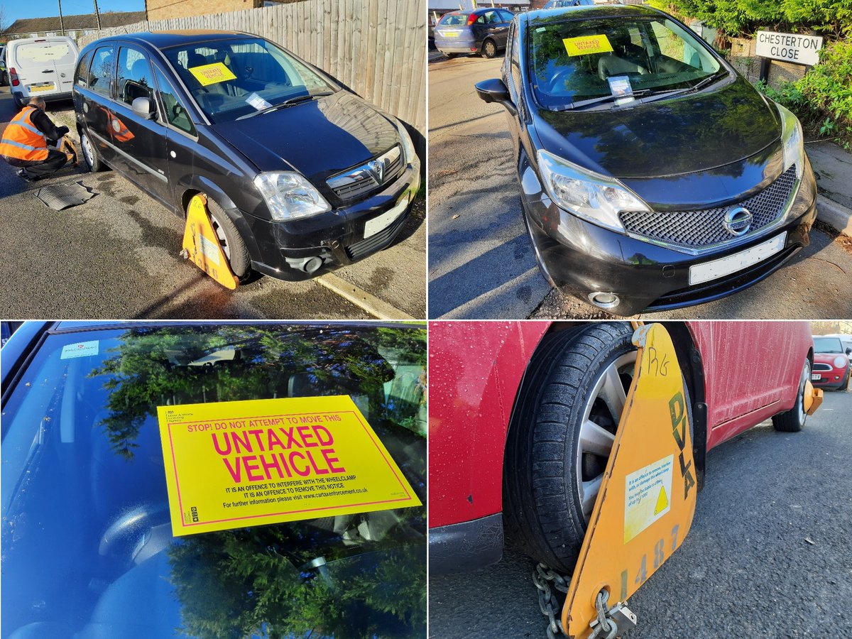 TVP_ChiltSBucks's tweet photo. #Chesham Neighbourhood Team were out with the DVLA today.
•8 Untaxed vehicles seized and taken away by DVLA
•20 Clamps put on by the DVLA
•6 £80 Fixed penalty notices issued by the DVLA
#C9418 https://t.co/4SZaF5vCkq