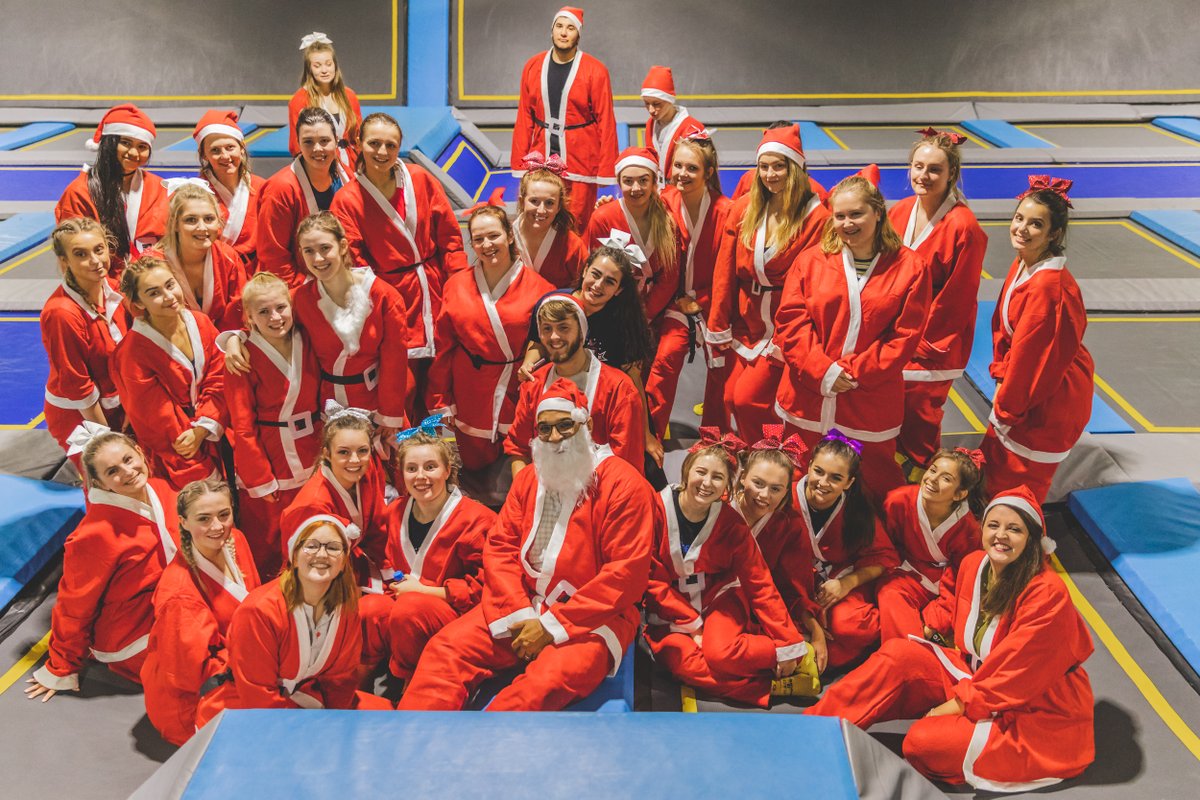 naomiandjacks's tweet photo. We're throwing back to 2 yrs ago when @WinchySpirits swapped their pom poms for Santa suits for a trampolining session at @oxygenfreejump to promote our Santa Fun Run! Have as much fun as our jumping Santas, by taking part in our virtual Santa Fun Run! https://t.co/2FkAaY39CT 🎅 https://t.co/T2viOFlJU6