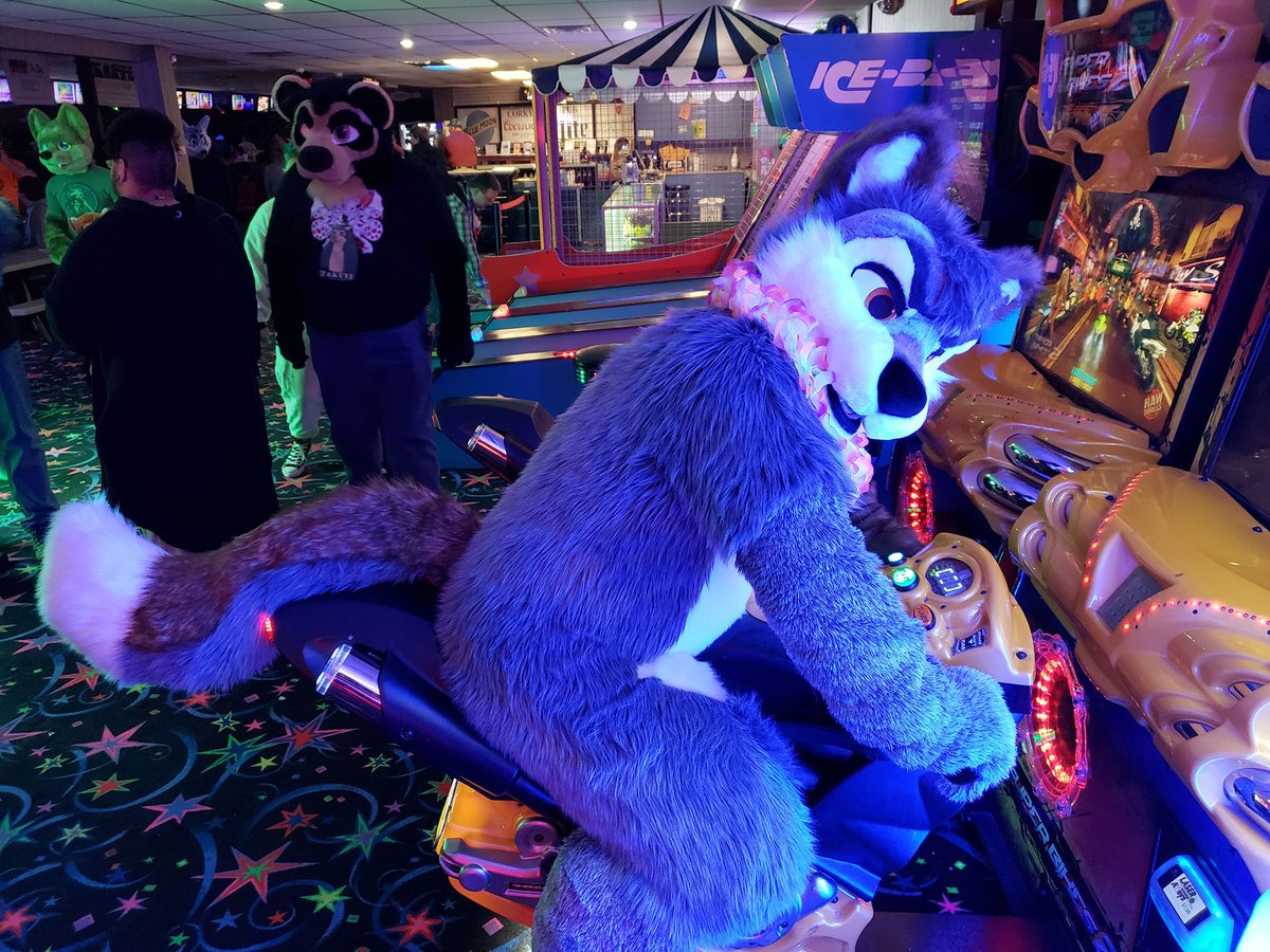 Tuskynwolf's tweet photo. Racing towards the weekend! #FursuitFriday @PA_Furbowl https://t.co/QjCRoI0Ktl