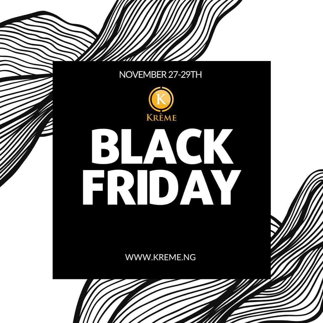 It's a two day sale of select items from 15-50% off. We also have a complimentary gift for every glo skin beauty. 
Click link in our bio, click on the black Friday sales tab and voila all curated items will be available to you. 
#kremeng #BlackFriday #nigeria