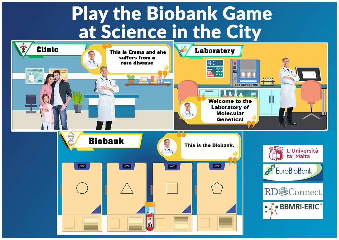 Joanna_Vella's tweet photo. 📣@UMmalta #Biobank is @SciCityMalta #EuropeanReseachersNight this weekend with the #Biobankgame - a point and click game ▶️🖱️. The player is a trainee and a researcher will guide the trainee throughout the game. Try out the #DNA puzzle!👩💻🧑💻#MCSAnight
https://t.co/6KM6GpVuLa https://t.co/eSYJdJBm6W
