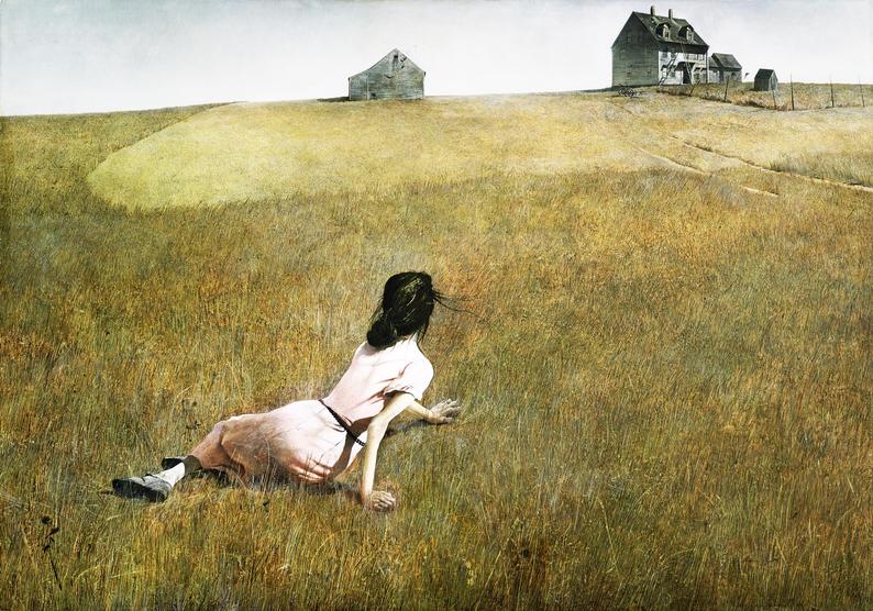 NEAArtsChair's tweet photo. In 2007 Andrew Wyeth received the National Medal of Arts

In 2017 @USPS commemorated the centennial of his birth by issuing stamps featuring Wyeth's art

(R) “Christina’s World” (1948), (L) USPS's stamp https://t.co/VCcuLLNa0W