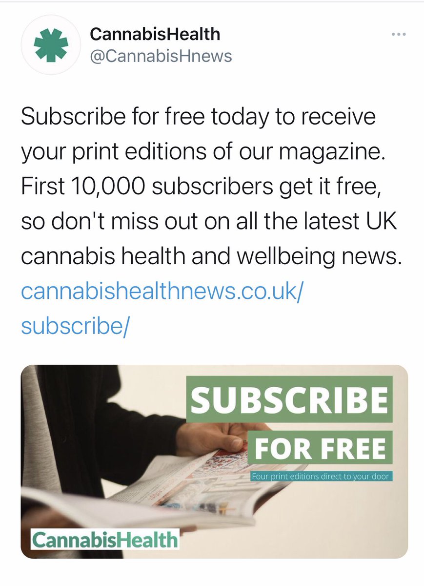 Get your free copy of Cannabis Health Magazine 
cannabishealthnews.co.uk/subscribe/
