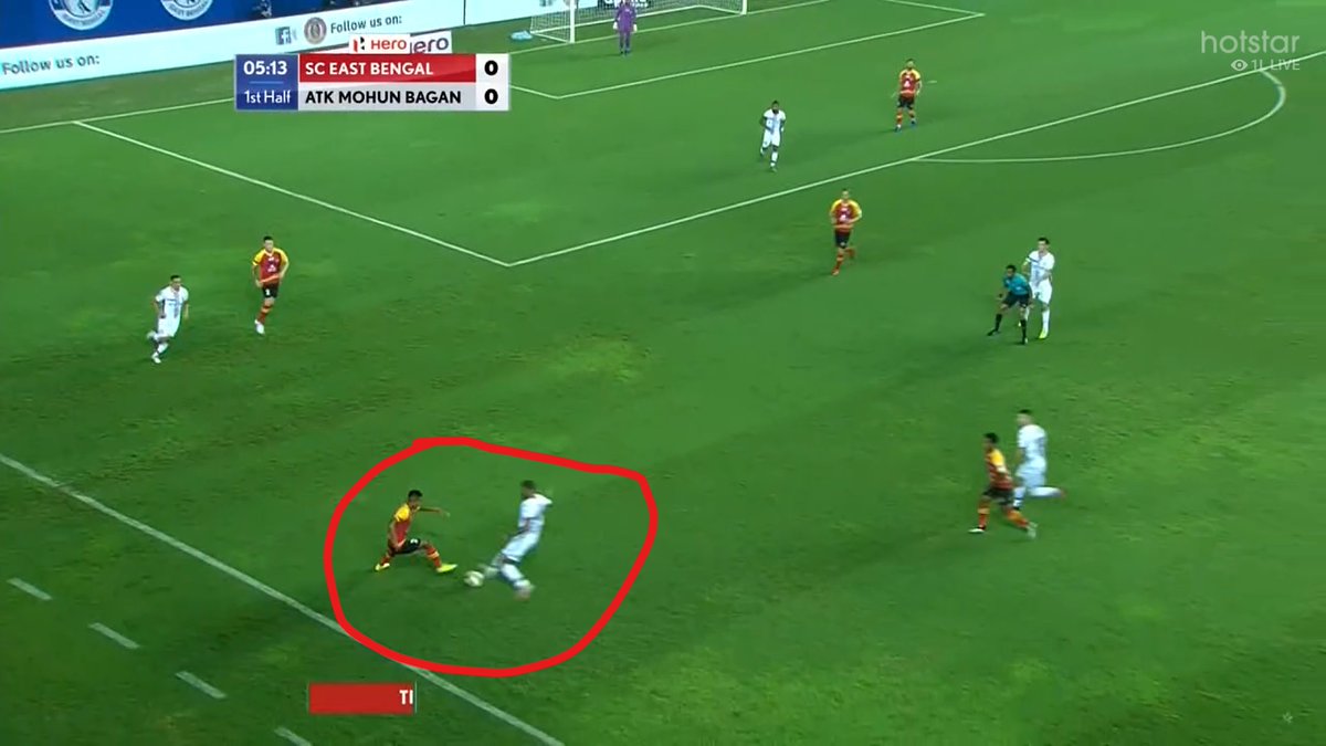 More on that last point - another advantage of having a 3 back vs a 3 back is that the wingbacks are up against each other in a 1v1. The better individual performer wins space. Especially so against ATKMB where they have no wingers. Sur beat Bose here and easily passed to Maghoma