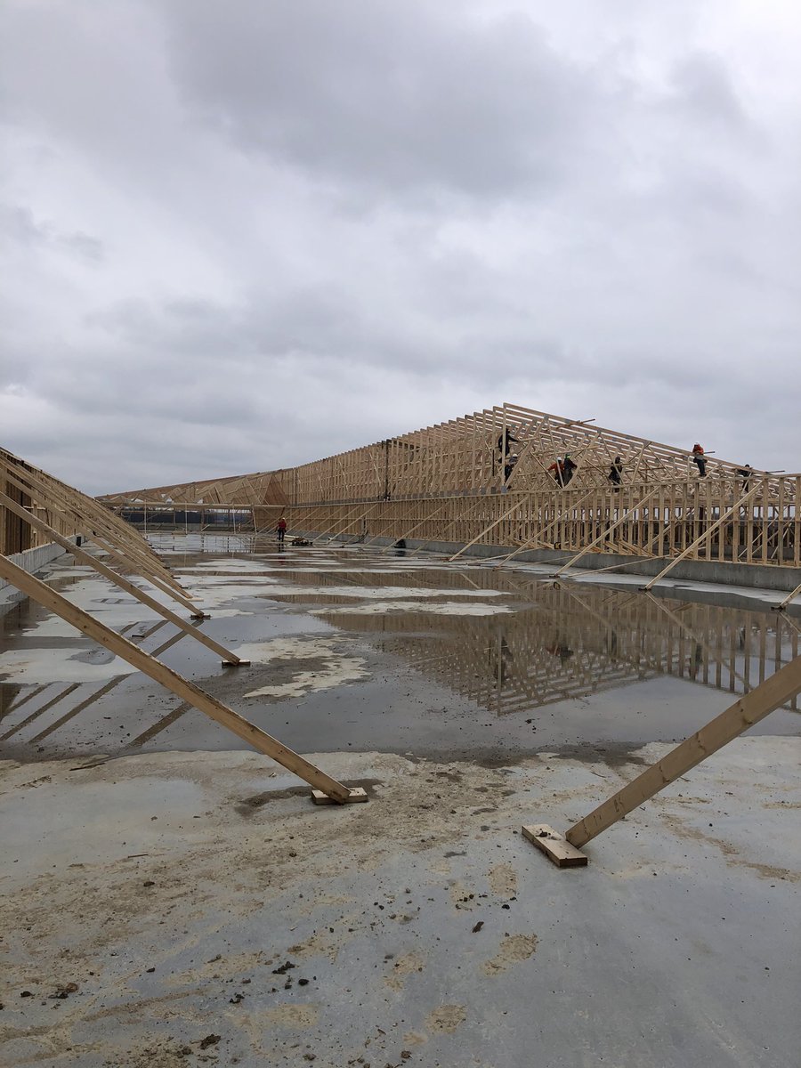 VanAertBryce's tweet photo. Broiler barn build is back where it was two weeks ago. Hopefully it doesn’t blow over again. It was not an enjoyable job cleaning up the mess. #build2020 #Ontag @AertTyson https://t.co/X3Y3fCAUpe