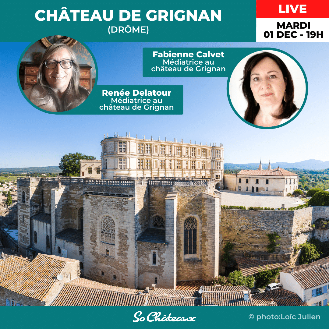 [Live au château de Grignan - 01.12] 🎥
RDV mardi prochain à 19h pour 1h de discussion live avec 2 guides du château. Profitez d'images du palais cher à la marquise de Sévigné et posez vos questions en direct. Avec <a href="/so_chateaux/">So Châteaux</a> 🏰.
Participez ! 👉 sochateaux.com/live/#grignan