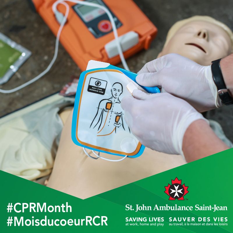 An Automated External Defibrillator delivers a shock to the #heart to stop the erratic electrical activity in the heart and restore a normal heart rhythm. Take a first aid course today to know what to do during tomorrows emergency. #CPRMonth 

sja.ca